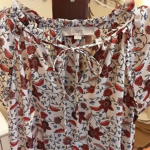 Loft Red Flower Top